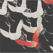 Vliegende kranen: Japanse vogel kimono kunst Sticker (Voorkant)