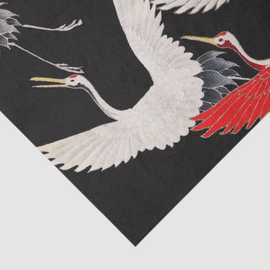 Vliegende kranen: Japanse vogel kimono kunst Tissuepapier (Detail)