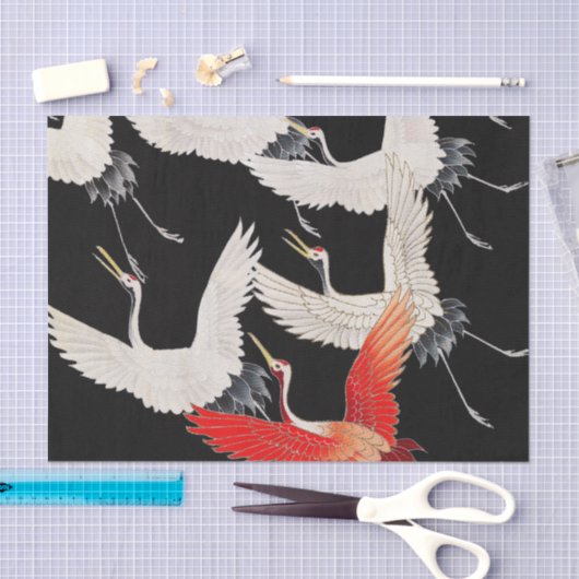 Vliegende kranen: Japanse vogel kimono kunst Tissuepapier (Craft)