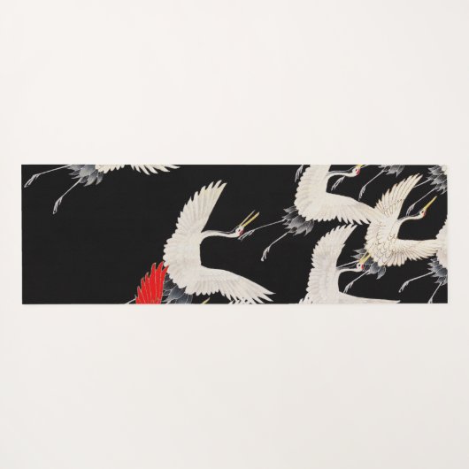 Vliegende kranen: Japanse vogel kimono kunst Yogamat (Achterkant (horizontaal))