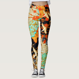 VLIEGENDE KRANEN MET DE BLOEMEN VAN DE LENTE LEGGINGS