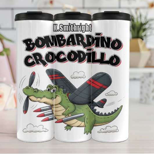 Vliegende krokodil Bombardino Crocodillo Thermosbeker