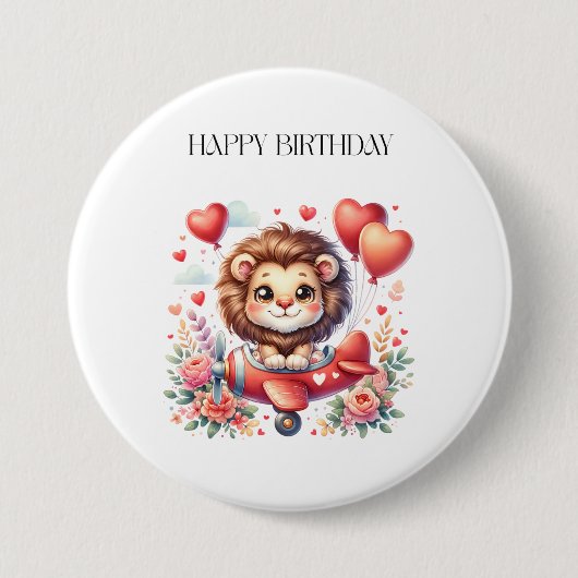 Vliegende Leeuw Verjaardag Ronde Button 7,6 Cm (Voorkant)