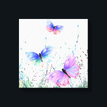 Vliegende Lente Vlinders Canvas Print<br><div class="desc">Pixerstick Sticker Met Spring Joy Kleurrijke Vlinders Vliegen in Natuur Waterverf Schilderen Vlinder en Bloemen Wanddecoratie - of Kies / Voeg Uw Favoriete Tekst / Kleur - Maak Uw Unieke Gift - Vergroot en verplaats of verwijder en voeg elementen toe met Customization tool ! Schilderen en ontwerpen van MINNED. U...</div>