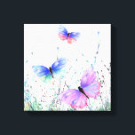 Vliegende Lente Vlinders Canvas Print<br><div class="desc">Pixerstick Sticker Met Spring Joy Kleurrijke Vlinders Vliegen in Natuur Waterverf Schilderen Vlinder en Bloemen Wanddecoratie - of Kies / Voeg Uw Favoriete Tekst / Kleur - Maak Uw Unieke Gift - Vergroot en verplaats of verwijder en voeg elementen toe met Customization tool ! Schilderen en ontwerpen van MINNED. U...</div>