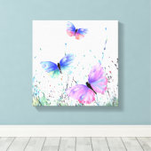 Vliegende Lente Vlinders Canvas Print (Insitu (Houten vloer))
