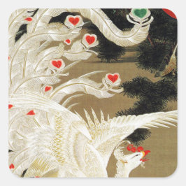 VLIEGENDE LIEFDE FENIX, Veren, Hartjes Valentijnsd Vierkante Sticker