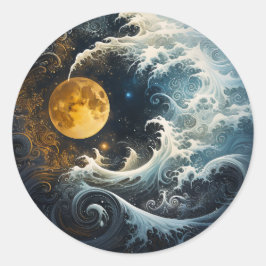 Vliegende Maan Yin Yang Martial Arts Ronde Sticker