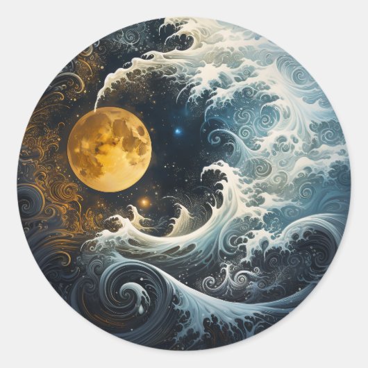 Vliegende Maan Yin Yang Martial Arts Ronde Sticker (Voorkant)