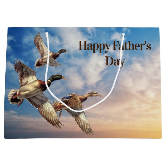 Vliegende Mallard Ducks Vaderdag Groot Cadeauzakje (Voorkant)