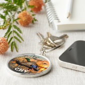 Vliegende Mallard gepersonaliseerd Sleutelhanger (Zijkant)