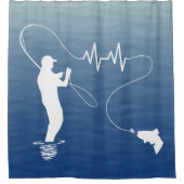 Vliegende Man Vist forel hartslag Douchegordijn (Voorkant)