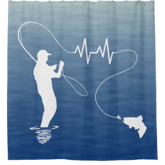 Vliegende Man Vist forel hartslag Douchegordijn (Voorkant)