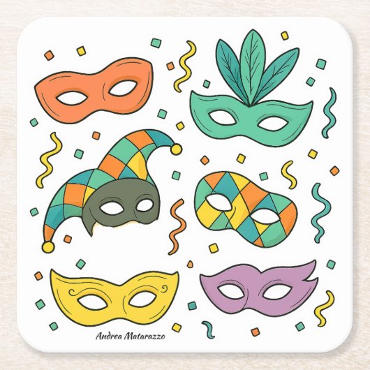 Vliegende Maskers Kartonnen Onderzetters (Voorkant)