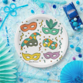 Vliegende Maskers Papieren Bordje (Feest)