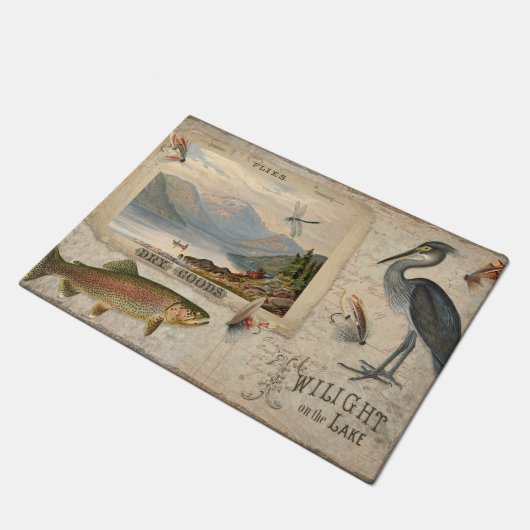 Vliegende -meer-forel-visberg deurmat (Schuin)