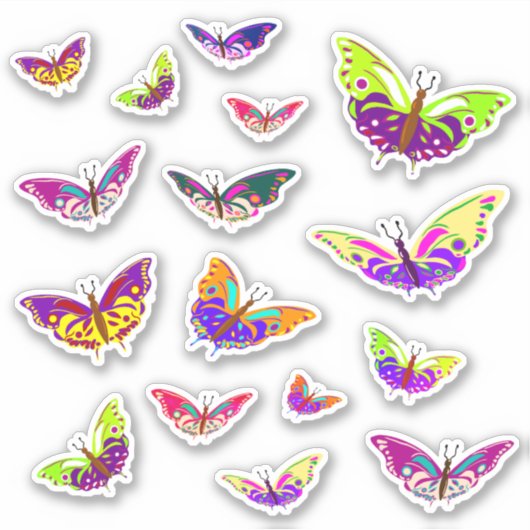 Vliegende meerkleurige vlinders sticker (Voorkant)