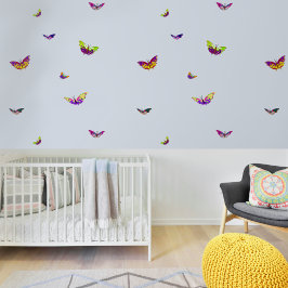 Vliegende meerkleurige vlinders voor babykamer  behang
