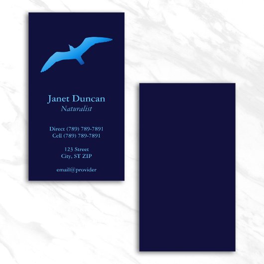 Vliegende meeuw Navy Blue Visitekaartje