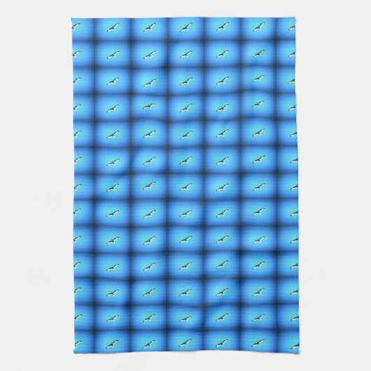 vliegende meeuwen op blauwe handdoek (Verticaal)