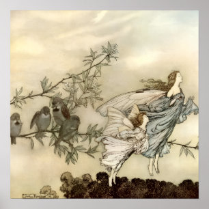 vliegende meisjes door Arthur Rackham Poster