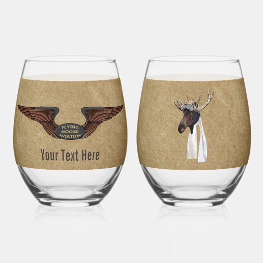 Vliegende Moose Struik Pilot Wijnglas Zonder Voet (Achterkant)