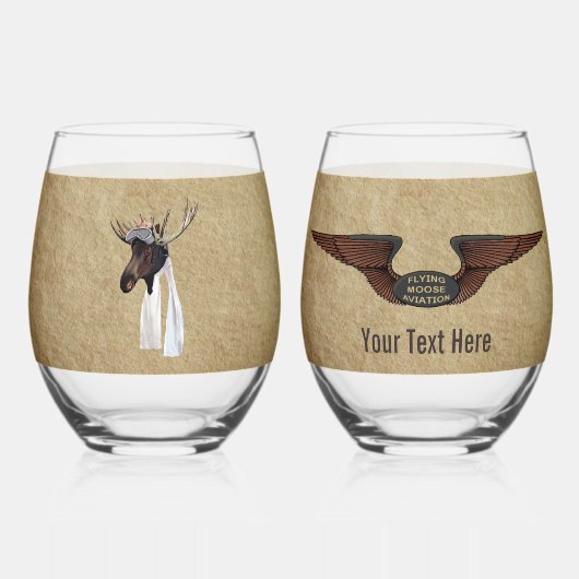 Vliegende Moose Struik Pilot Wijnglas Zonder Voet (Voorkant)