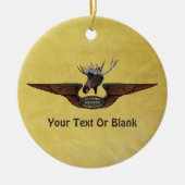 Vliegende Moose Struik Pilot Wings Keramisch Ornament (Voorkant)