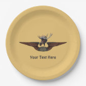 Vliegende Moose Struik Pilot Wings Papieren Bordje (Voorkant)