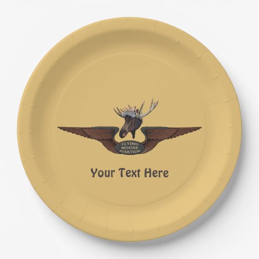 Vliegende Moose Struik Pilot Wings Papieren Bordje (Voorkant)