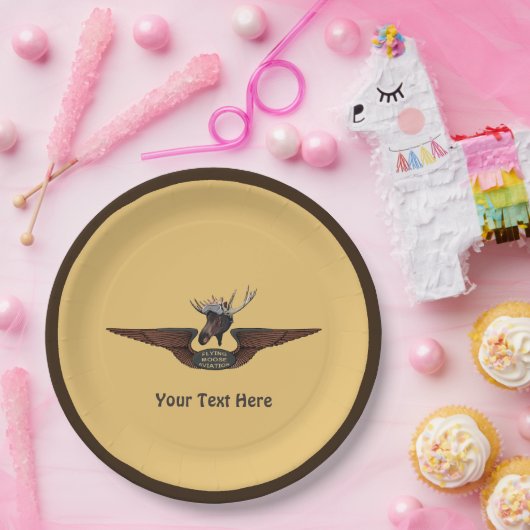 Vliegende Moose Struik Pilot Wings Papieren Bordje (Feest)