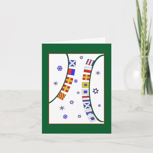 Vliegende Nautische Signaalvlaggen Vrolijke Kerstm Feestdagen Kaart (Voorkant)