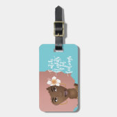 Vliegende niet-vleugelvliegtuigen, bloem roze afro bagagelabel (Voorkant verticaal)