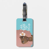 Vliegende niet-vleugelvliegtuigen, bloem roze afro bagagelabel (Achterkant verticaal)