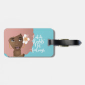 Vliegende niet-vleugelvliegtuigen, bloem roze afro bagagelabel (Achterkant horizontaal)