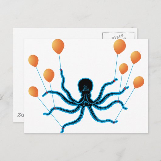 Vliegende octopus briefkaart (Voorkant / Achterkant)