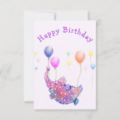 Vliegende olifant met ballonnen Funny Birthday Kaa Kaart (Achterkant)