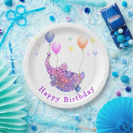 Vliegende olifant Verjaardagspapier Borden Grappig Papieren Bordje (Feest)