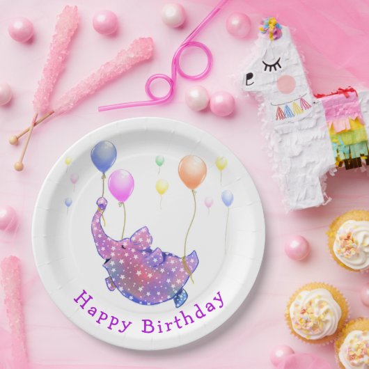 Vliegende olifant Verjaardagspapier Borden Grappig Papieren Bordje (Feest)