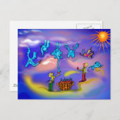 Vliegende olifanten briefkaart (Voorkant / Achterkant)