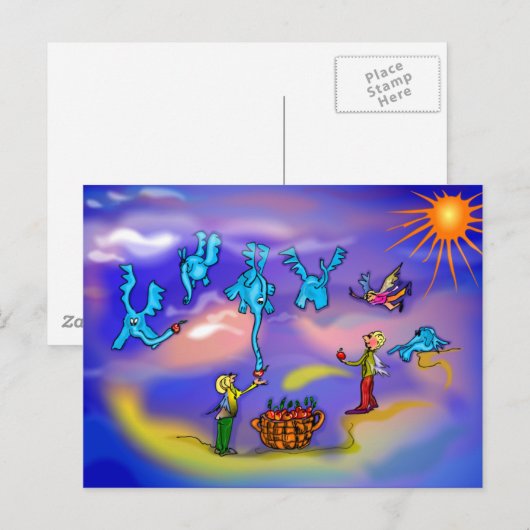 Vliegende olifanten briefkaart (Voorkant / Achterkant)