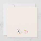 Vliegende Ooievaar Wolken Sterren Baby Shower Kaart (Achterkant)