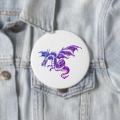 Vliegende Paarse Draak Tegen Wit Ronde Button 4,0 Cm (In situ)