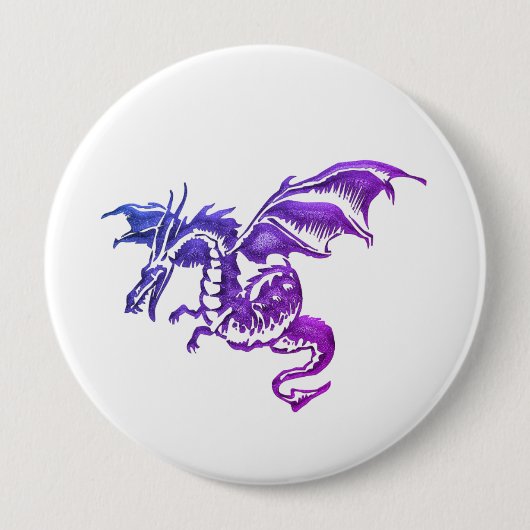 Vliegende Paarse Draak Tegen Wit Ronde Button 4,0 Cm (Voorkant)