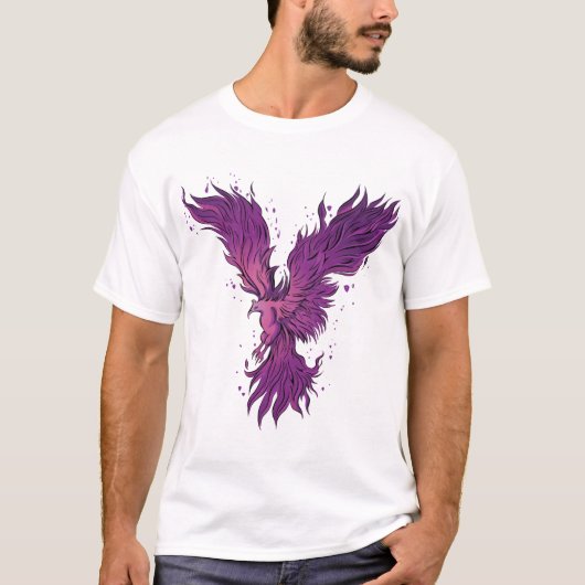 Vliegende Paarse Phoenix Vogel Grafische T-Shirt - (Voorkant)