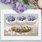 Vliegende paaseieren en vergeet me Nots Briefkaart