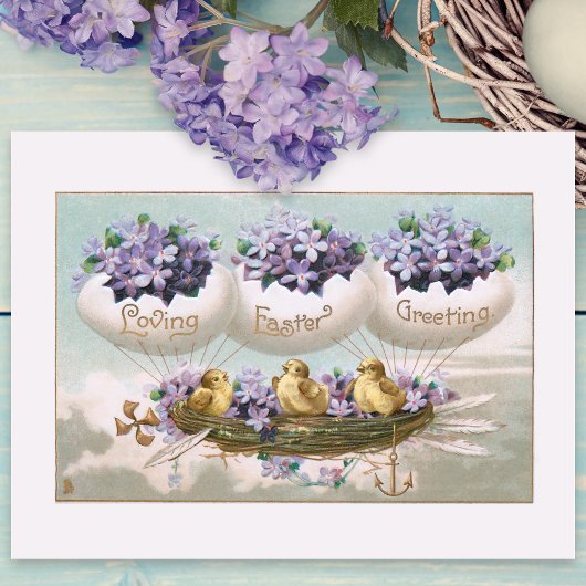 Vliegende  paaseieren en vergeet me Nots Briefkaart