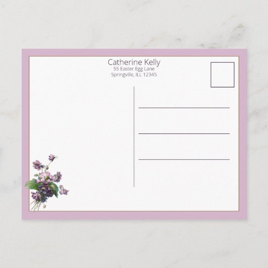 Vliegende  paaseieren en vergeet me Nots Briefkaart (Achterkant)