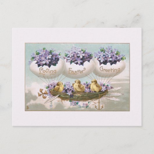 Vliegende paaseieren en vergeet me Nots Briefkaart (Voorkant)