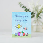 vliegende paaseieren feestdagenkaart (Staand voorkant)